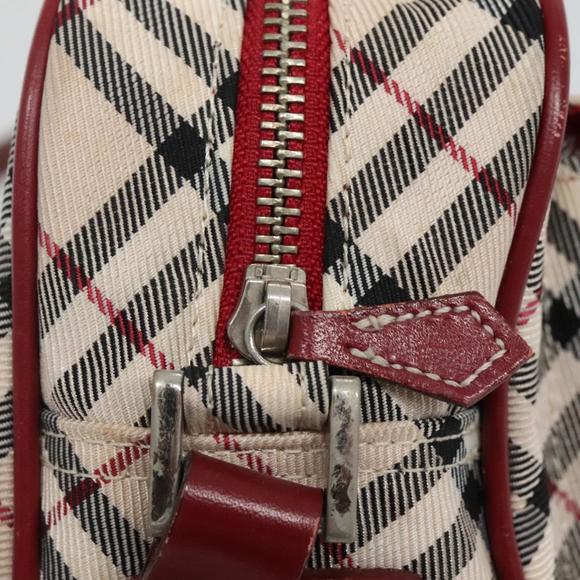 BURBERRY Nova Check Blue Label Shoulder Bag Nylon Beige Red Silver Auth BA669 - Picture 10 of 16